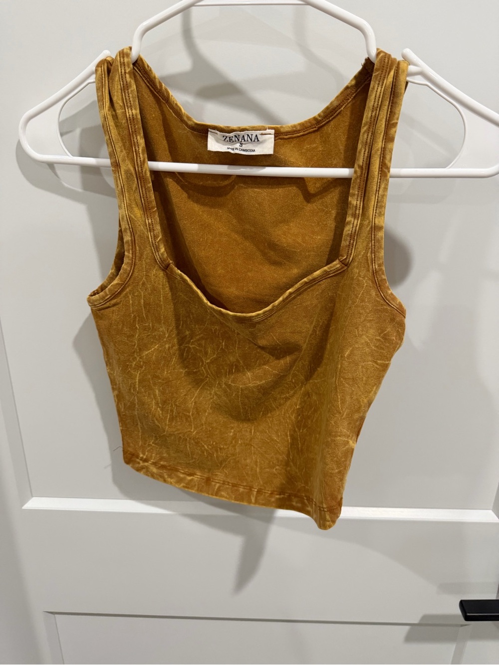 Zenana Outfitters Mustard Yellow Cropped Tank - Scoop Neck